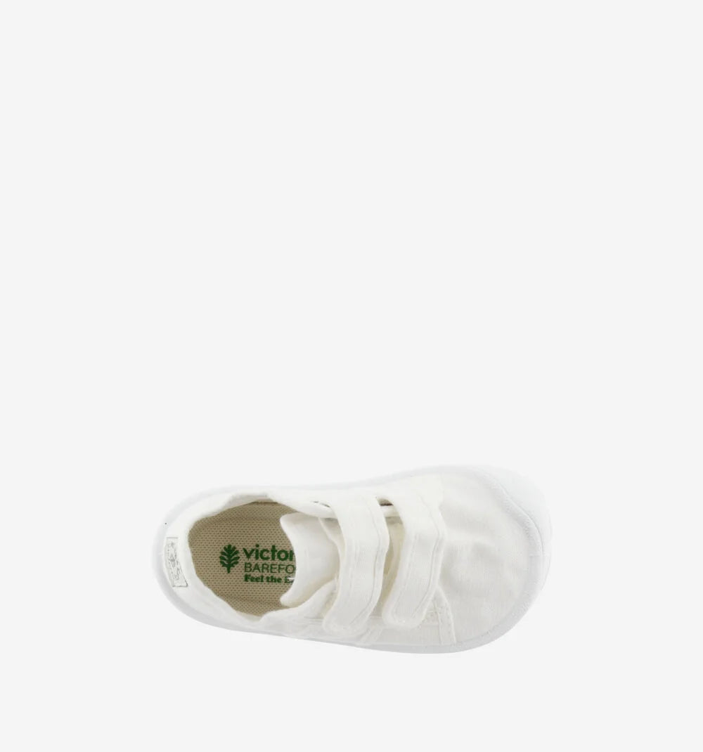 Zapatillas Barefoot Niño Lona Velcro Victoria Blanco – Calzado Respetuoso Infantil con Velcro