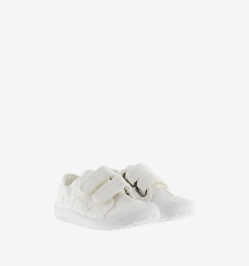 Zapatillas Barefoot Niño Lona Velcro Victoria Blanco – Calzado Respetuoso Infantil con Velcro