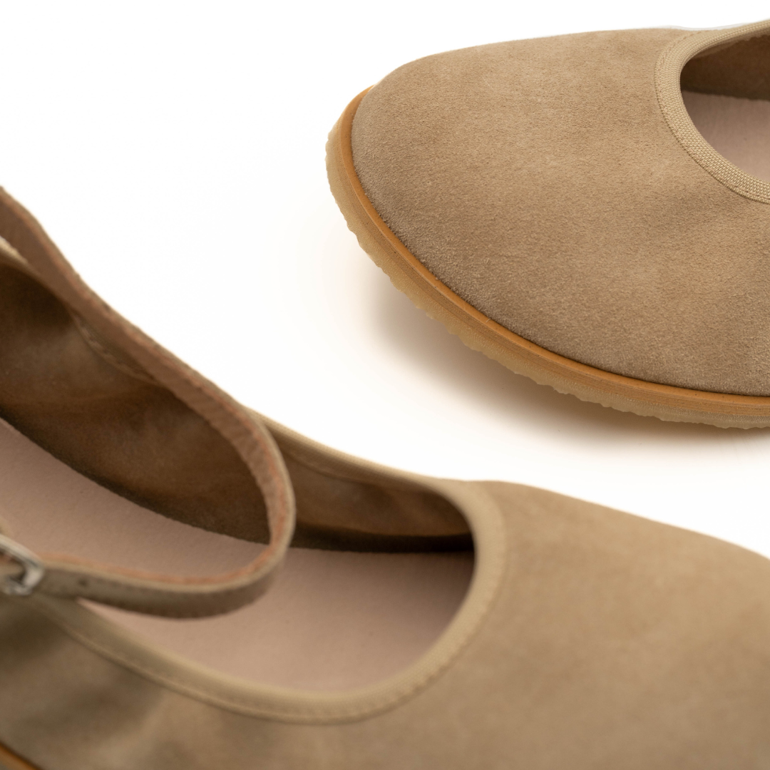 Flexi Nens Bailarina Barefoot 8250 Serraje Arena – Zapatos Minimalistas Mujer con Puntera Ancha, Suela Flexible y Drop Cero