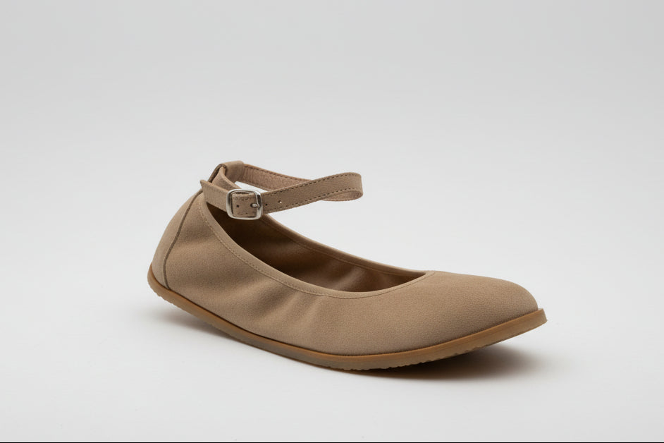 Flexi Nens Bailarina Barefoot 8250 Serraje Arena – Zapatos Minimalistas Mujer con Puntera Ancha, Suela Flexible y Drop Cero