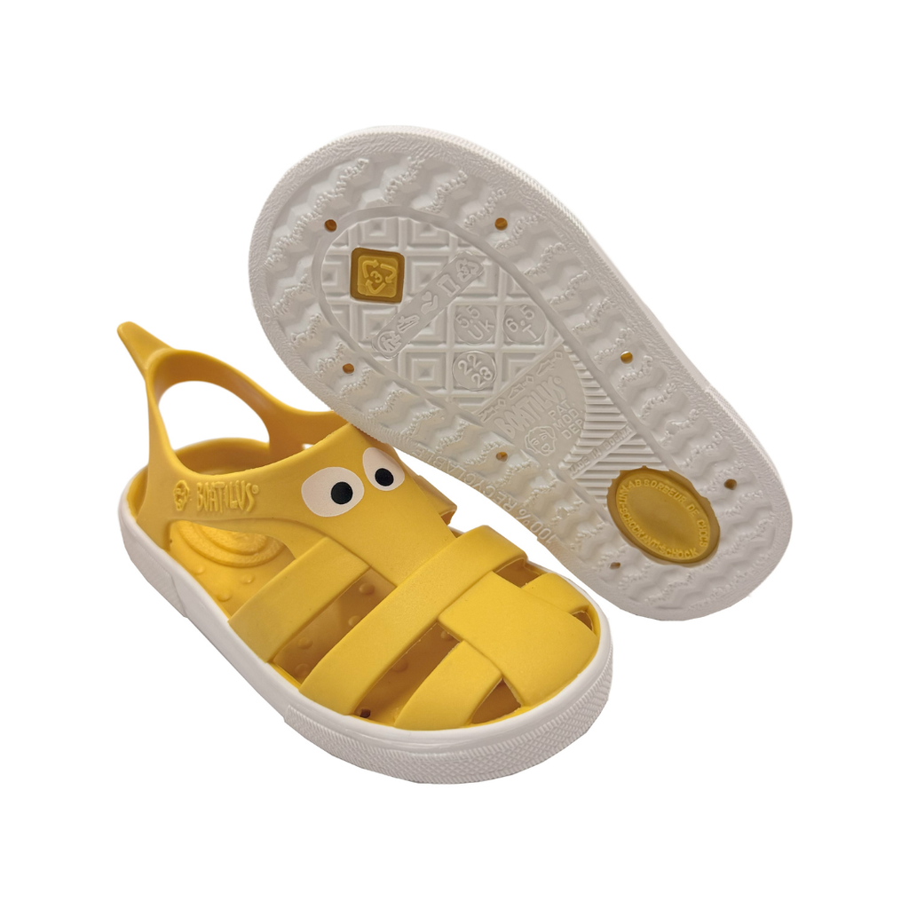 Sandalias Barefoot Boatilus Bioty Amarillo y blanco