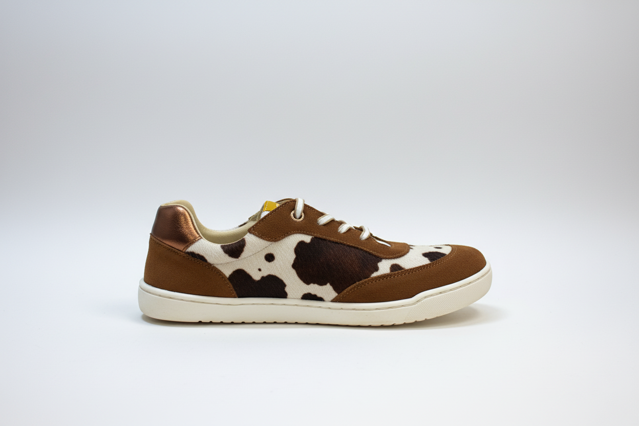 Flexi Nens Zapatillas Barefoot Adulto 9018-X Estampado Vaca – Calzado Respetuoso con Puntera Ancha, Suela Flexible y Drop Cero