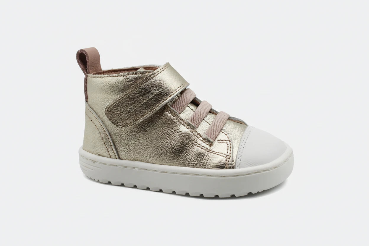 Botas Barefoot Bebé Blanditos Modelo Pekín Champán estilo Converse – Calzado Respetuoso Primeros Pasos