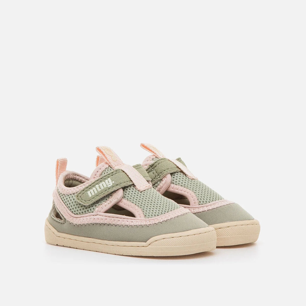 Sandalias Cangrejeras Barefoot Mustang free Verde y rosa