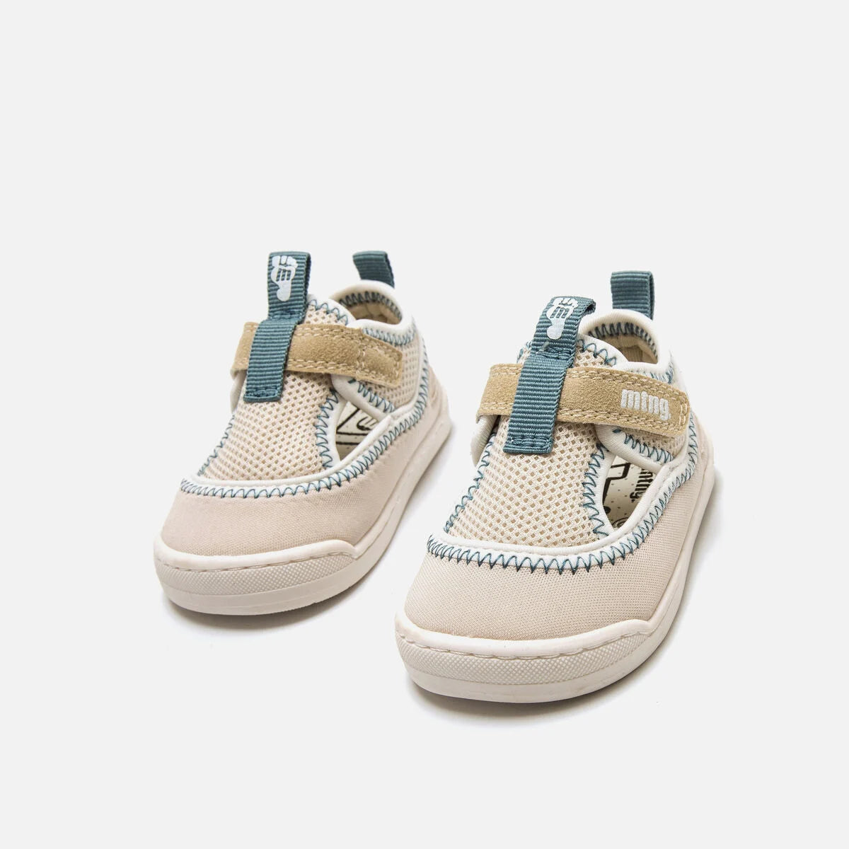 Sandalias Cangrejeras Barefoot Mustang free Beige y azul