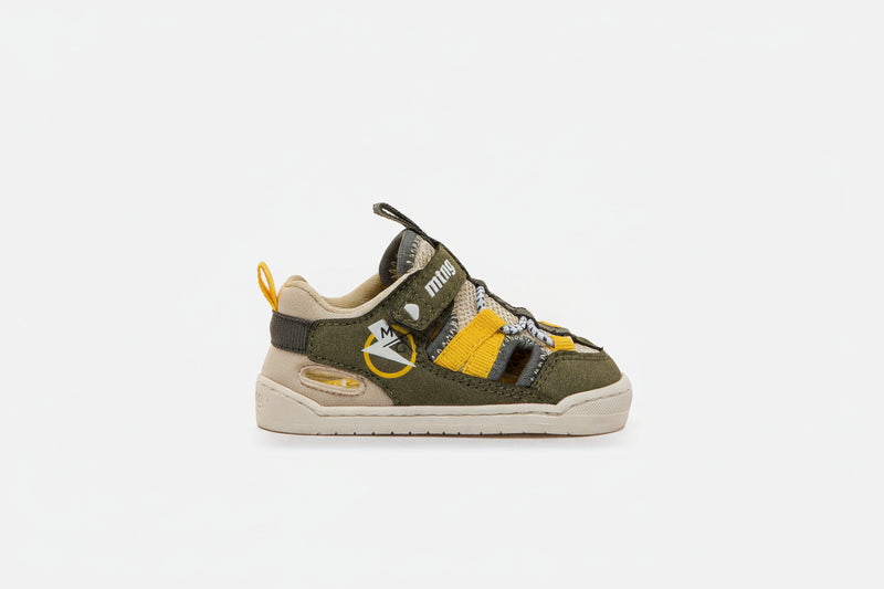 Sandalias Cangrejeras Barefoot Mustang free Verde y Amarillo