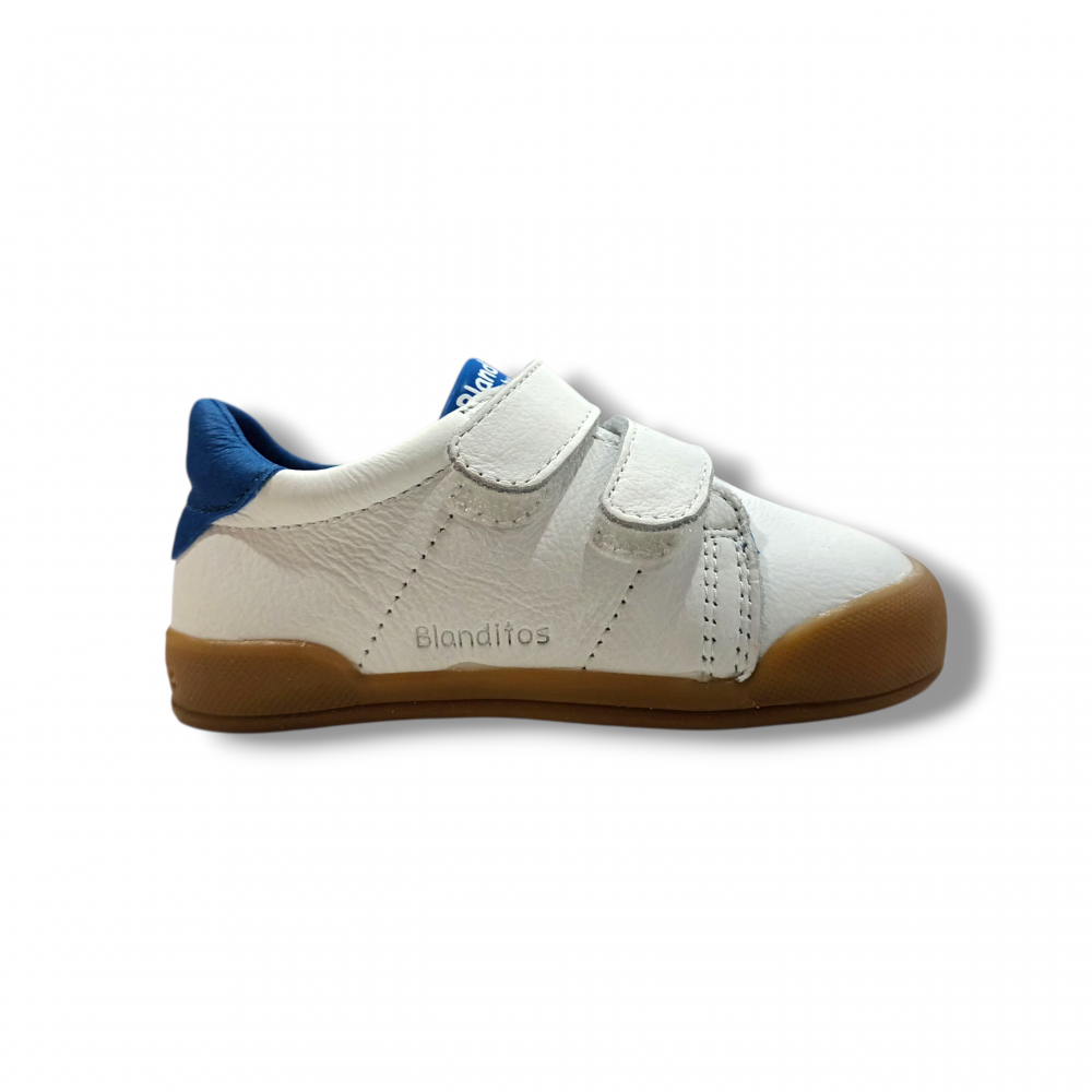 Deportivo niño\a Barefoot Londres Blanco y Azul Blanditos