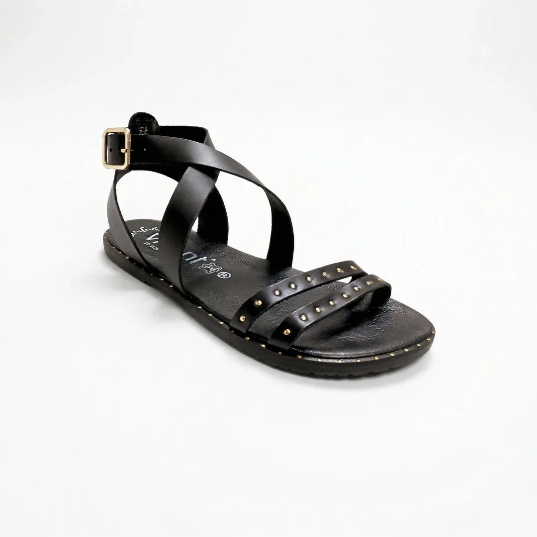 Sandalia Barefoot Vivant Cairo Piel vaqueta Negro