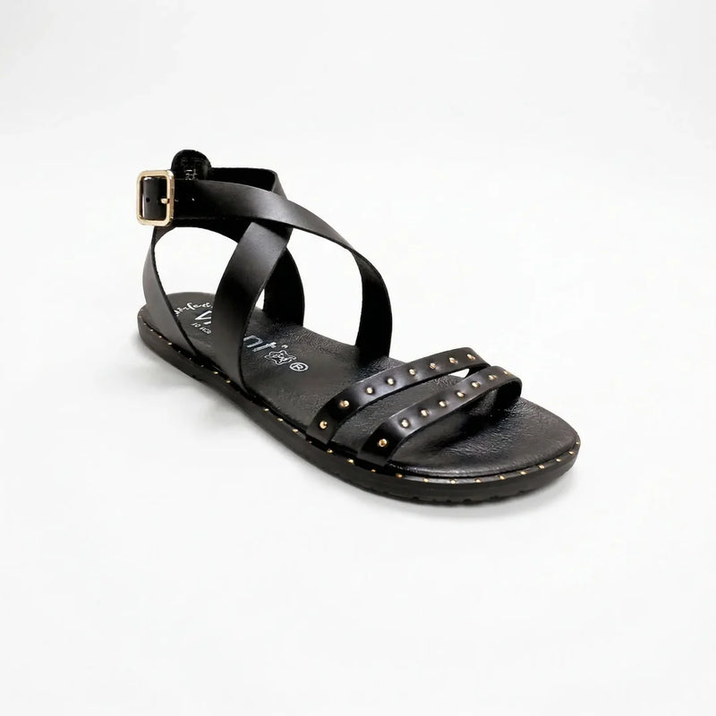 Sandalia Barefoot Vivant Cairo Piel vaqueta Negro